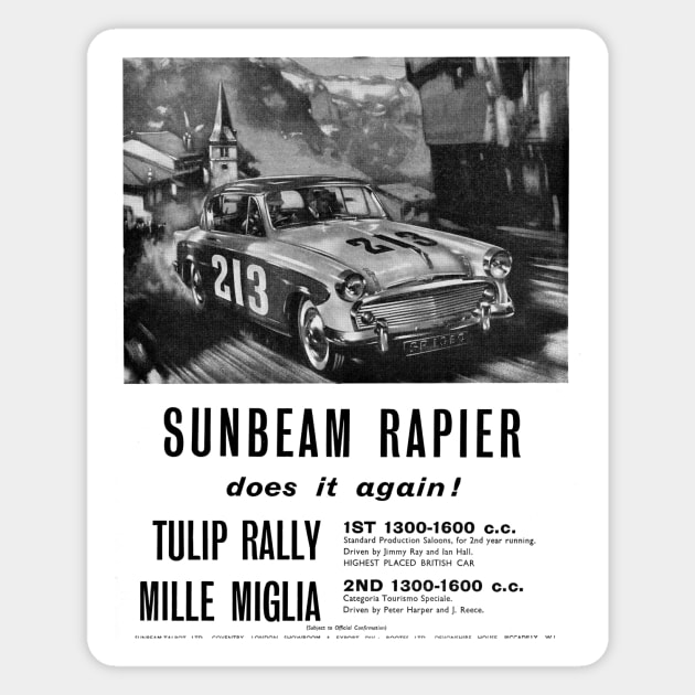 A vintage advert for  the Sunbeam Rapier Magnet by Random Railways